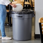 Trash Can 32 gal Round Huskee Gray