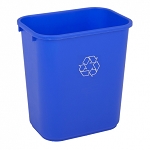 Continental 28 Qt Rectangular Recycling Wastebasket, Blue With White Recycle Logo Imprint