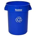 Continental Blue Huskee Round Recycling Container Without Lid, 32 Gallon Capacity